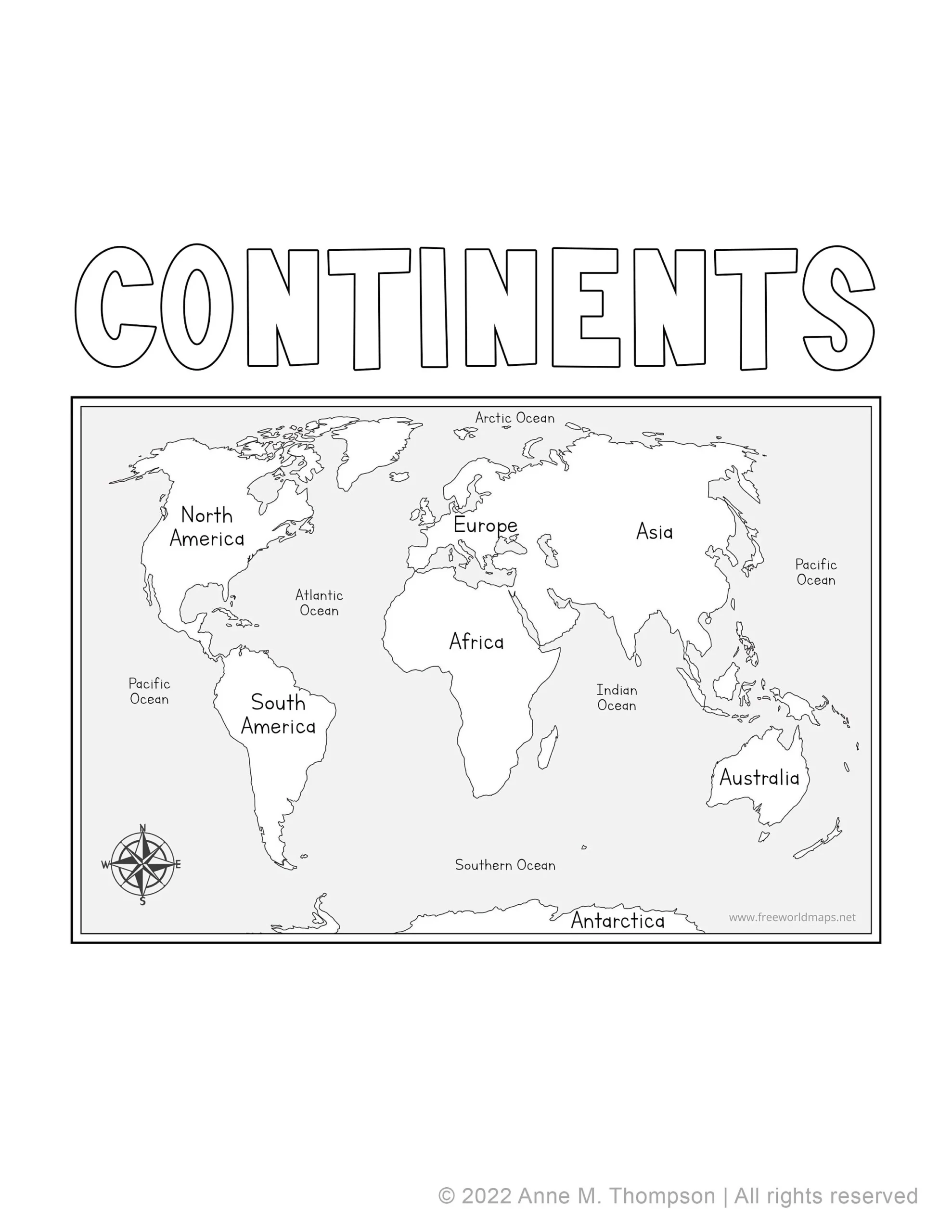 Continent Worksheet Printable