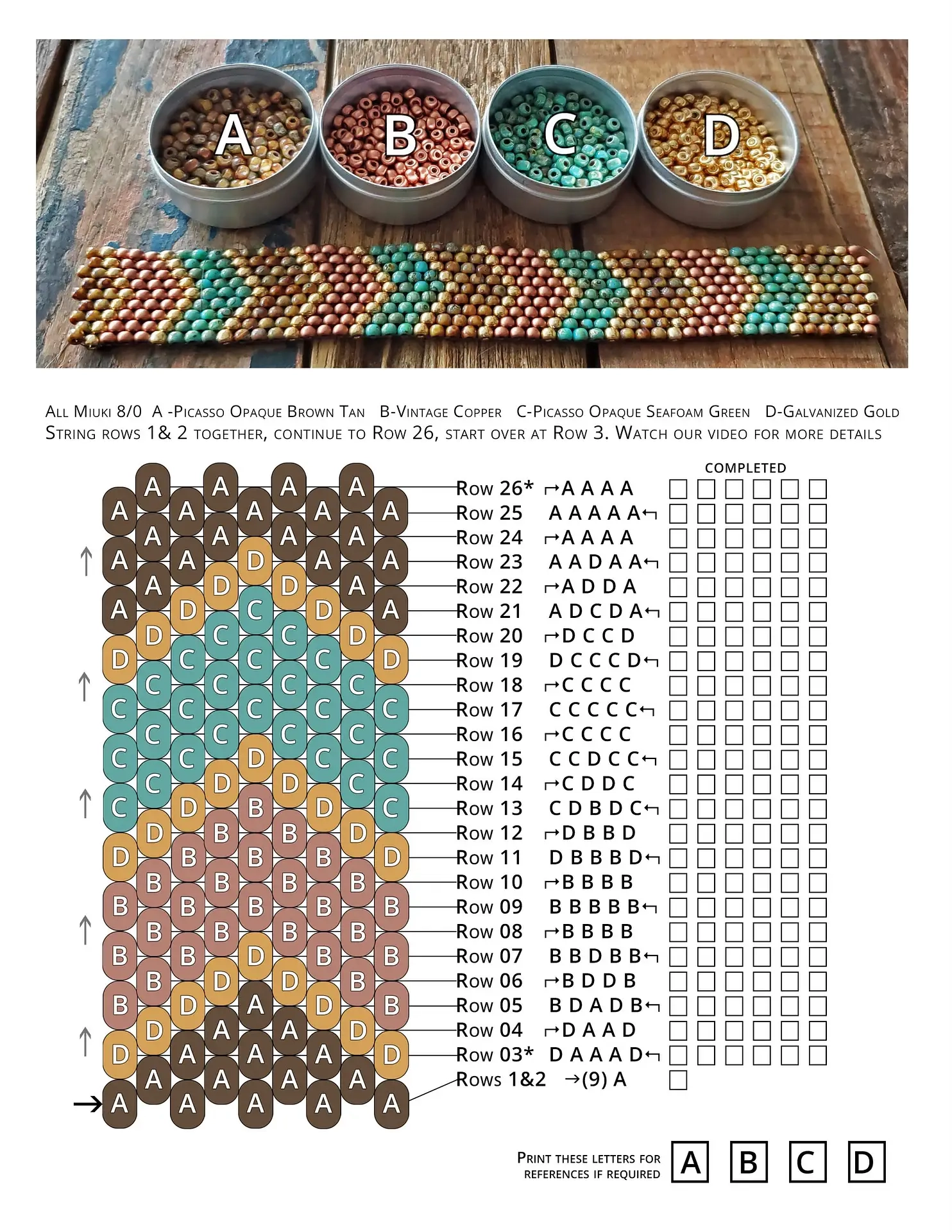 Count Peyote Bracelet Free Printable Peyote Patterns Free Peyote 