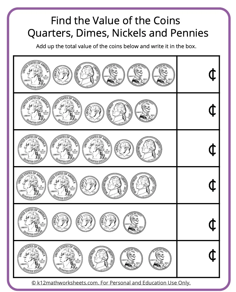 Counting Money Worksheets