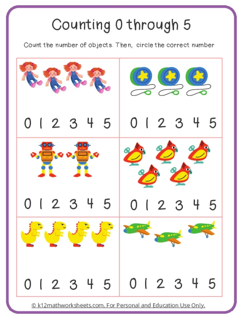 Number Identification Worksheets Printable