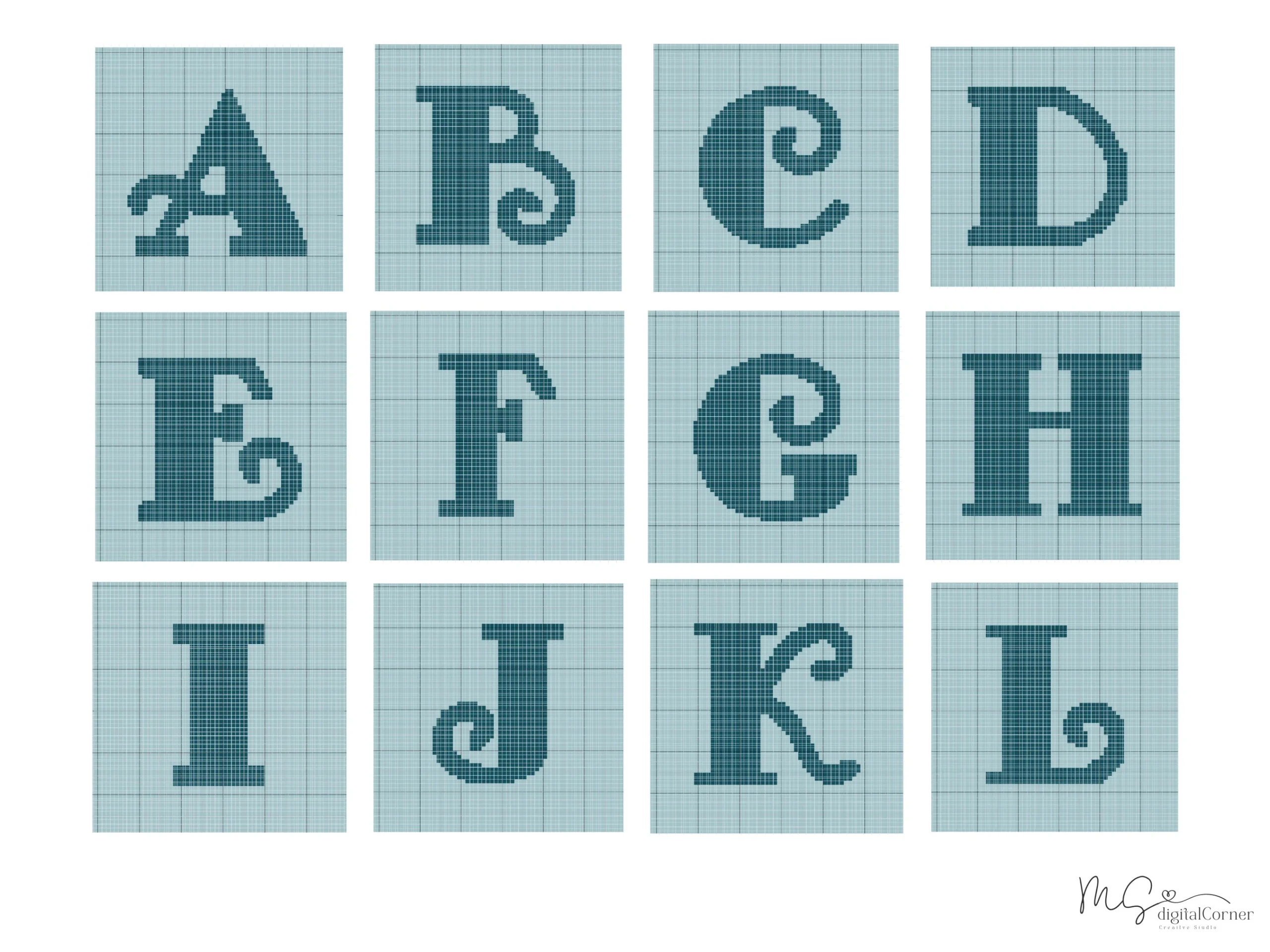 Crochet Letter Pattern crochet Letter Chart letter Graph monogram 