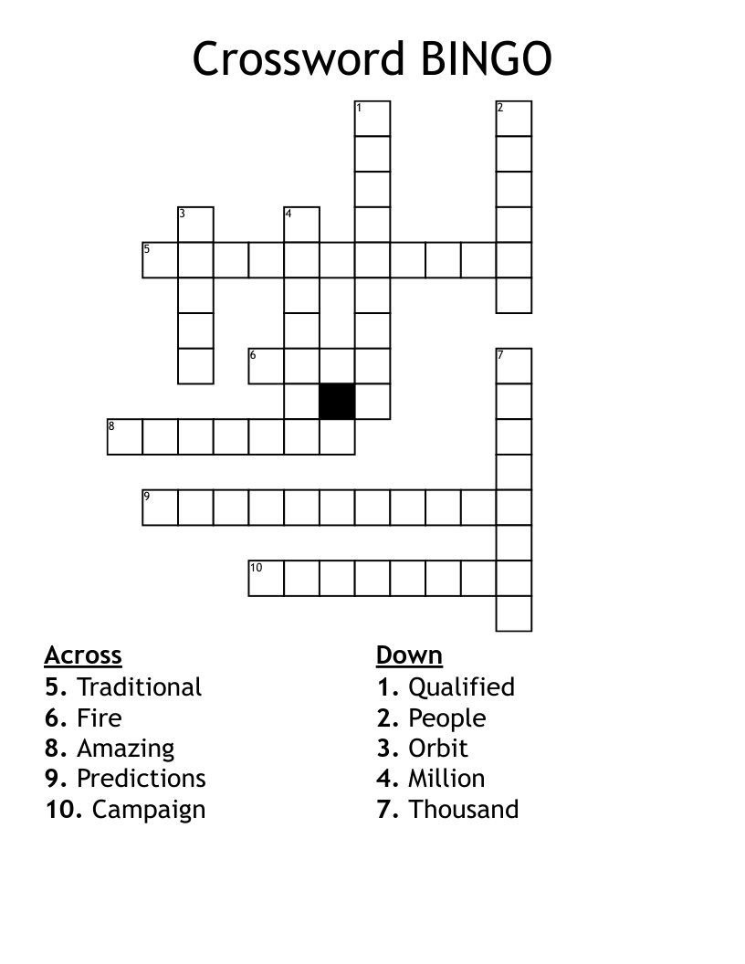 Crossword BINGO WordMint