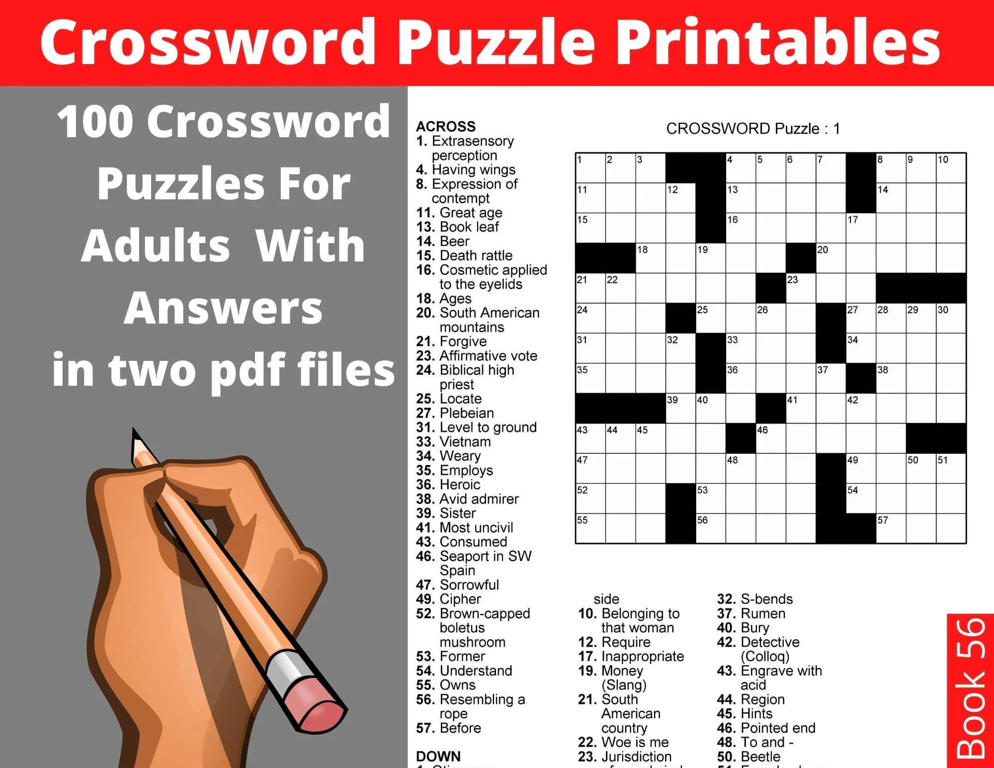 Crossword Puzzle Printable Easy Adult