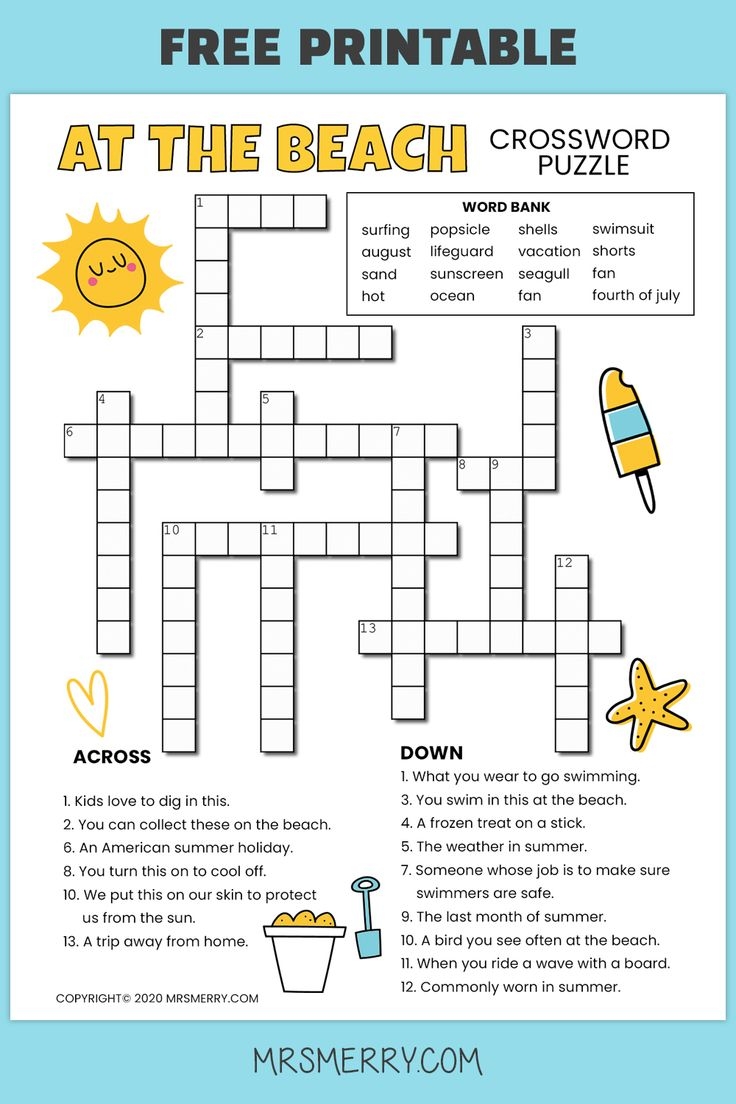Crossword Puzzles For Middle Schoolers