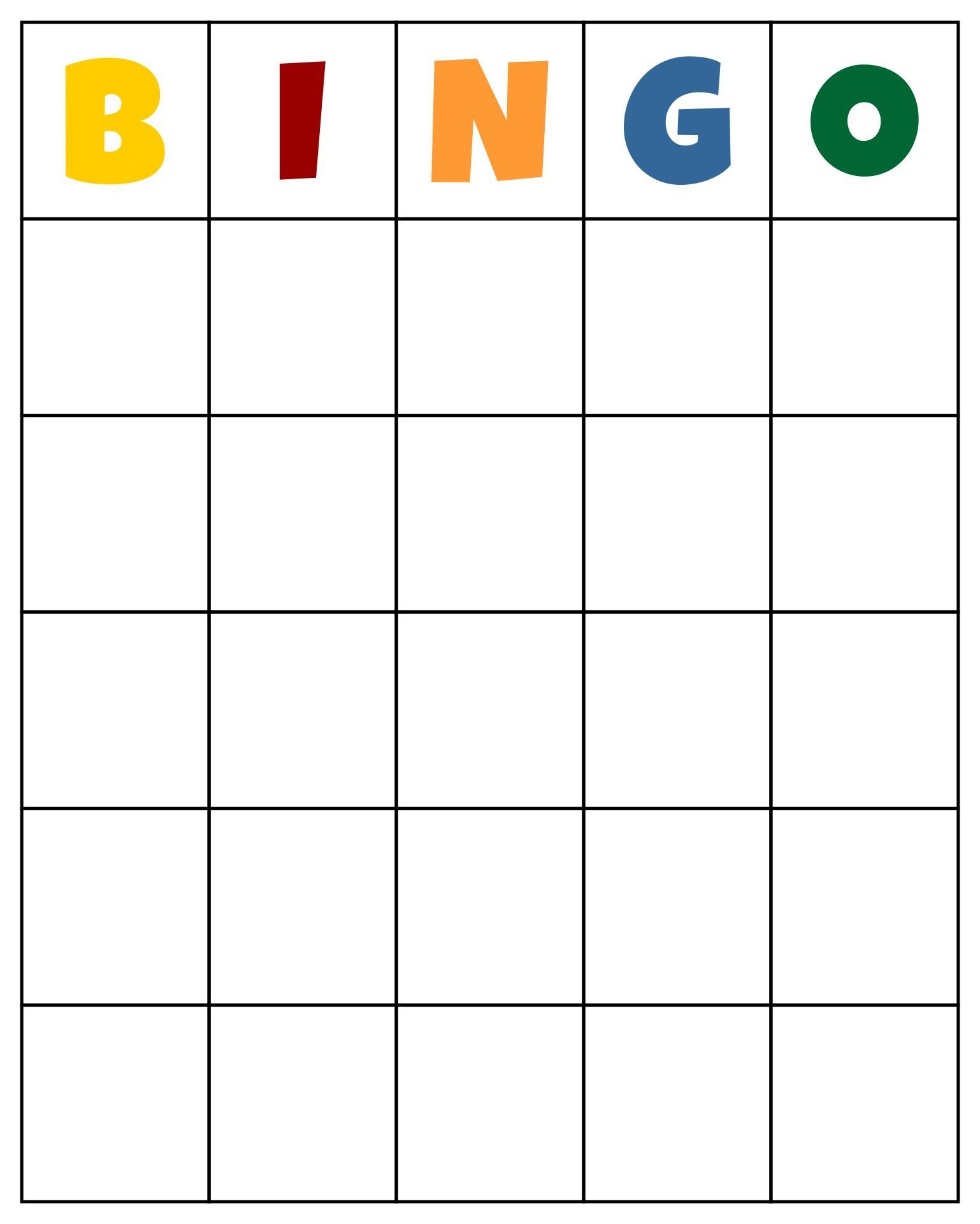 Bingo Game Printable Template