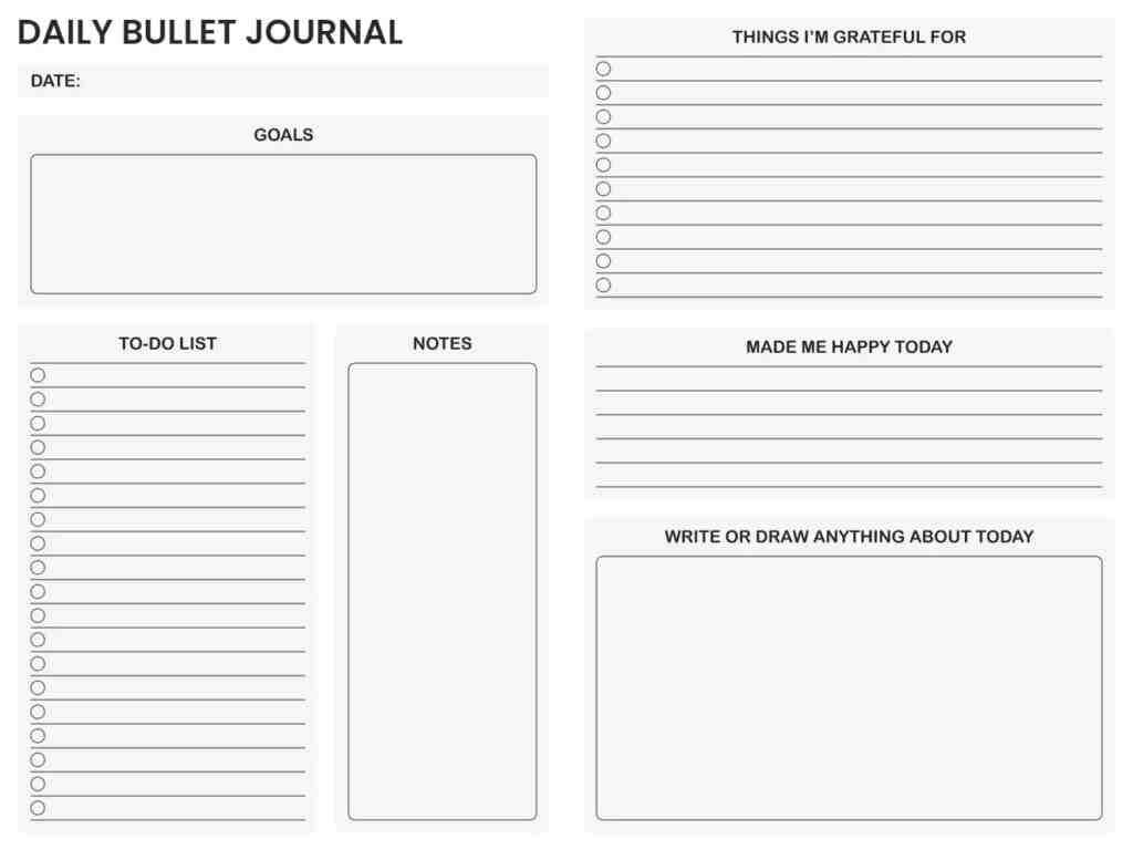 Customizable And Printable Daily Bullet Journal Template