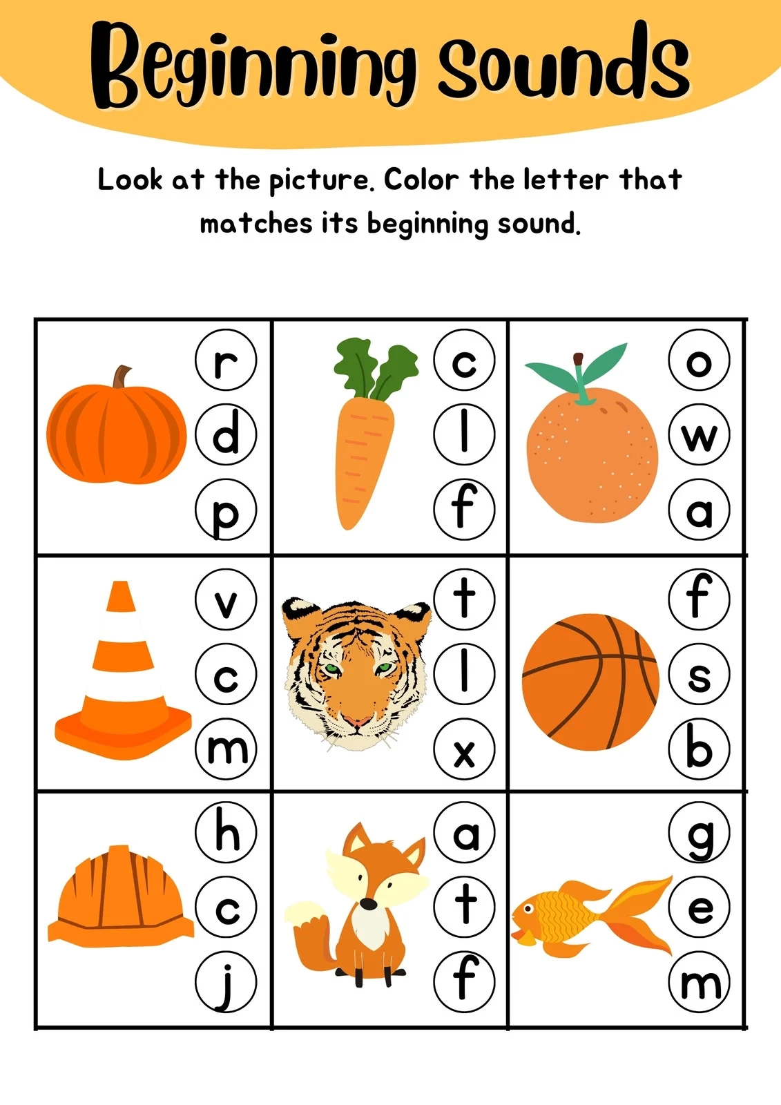 Beginning Sounds Worksheet Preschool