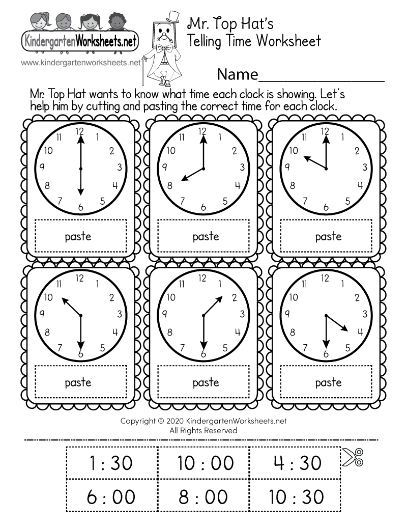 Cut and Paste Time Worksheet Free Printable Digital amp PDF