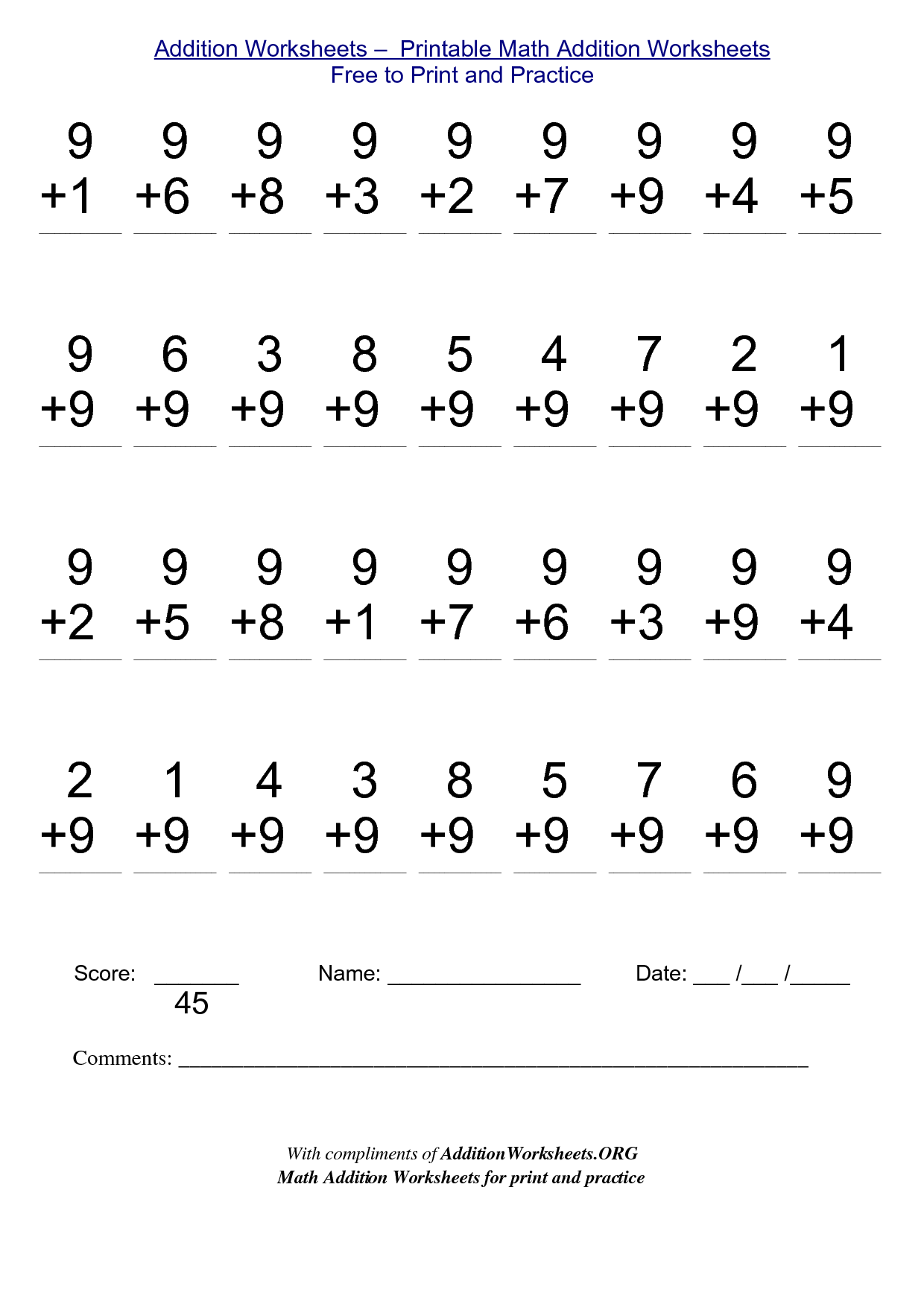 DadsWorksheets Library Free Printable Math Worksheets 
