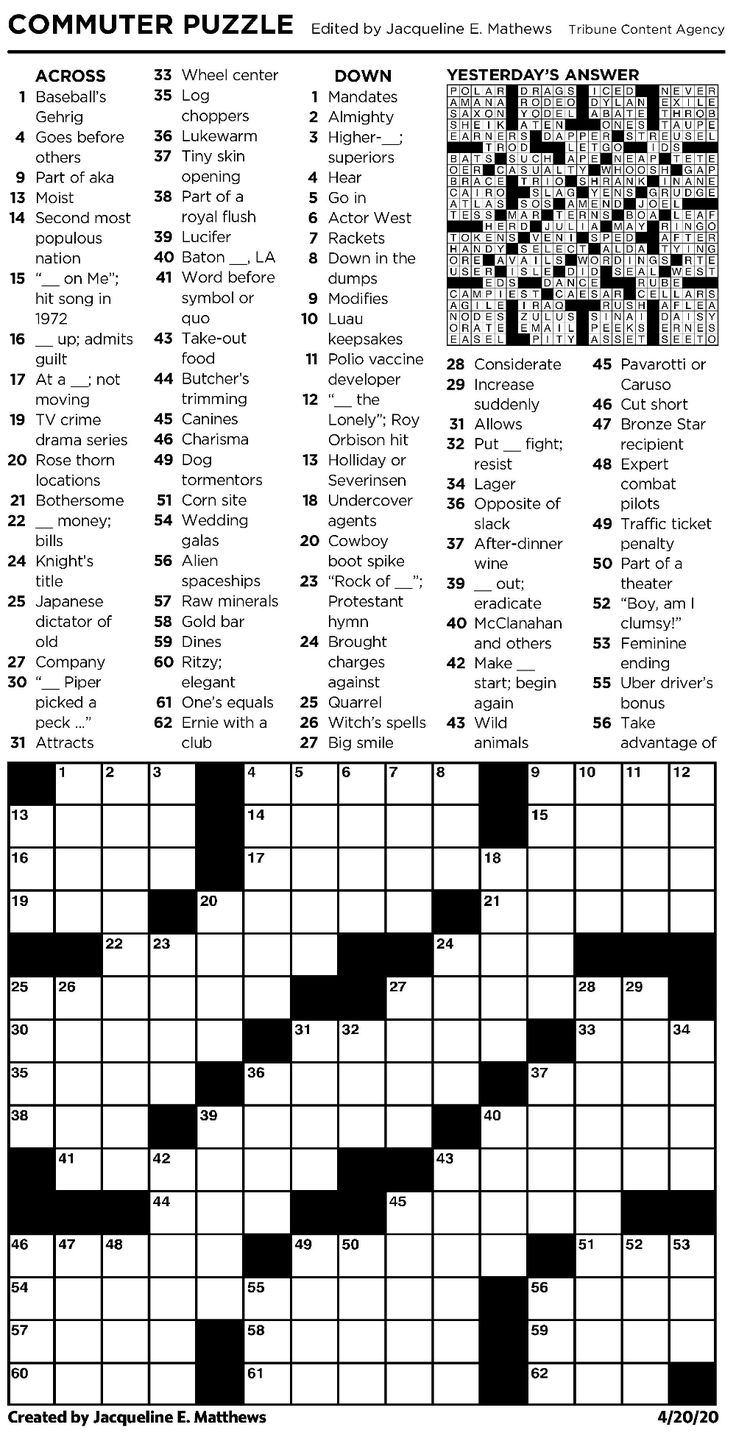 Today Frank Longo Printable Crossword Puzzles