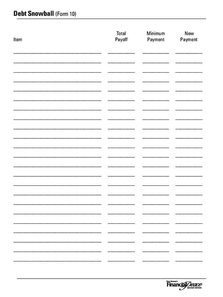 Dave Ramsey Form 10 Fill Online Printable Fillable Blank 