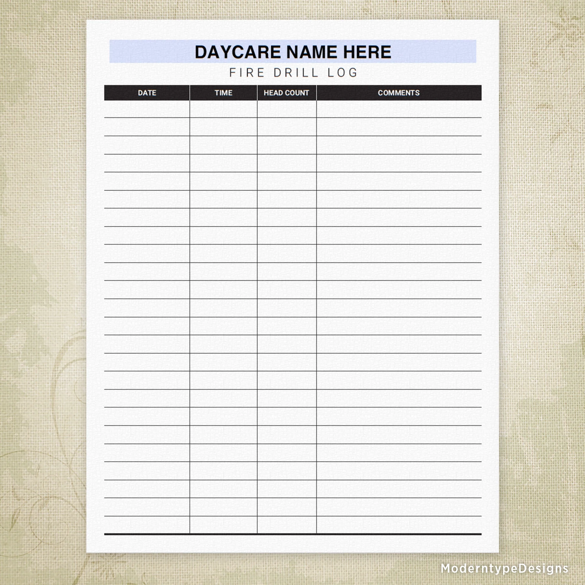 Printable Fire Drill Form Template