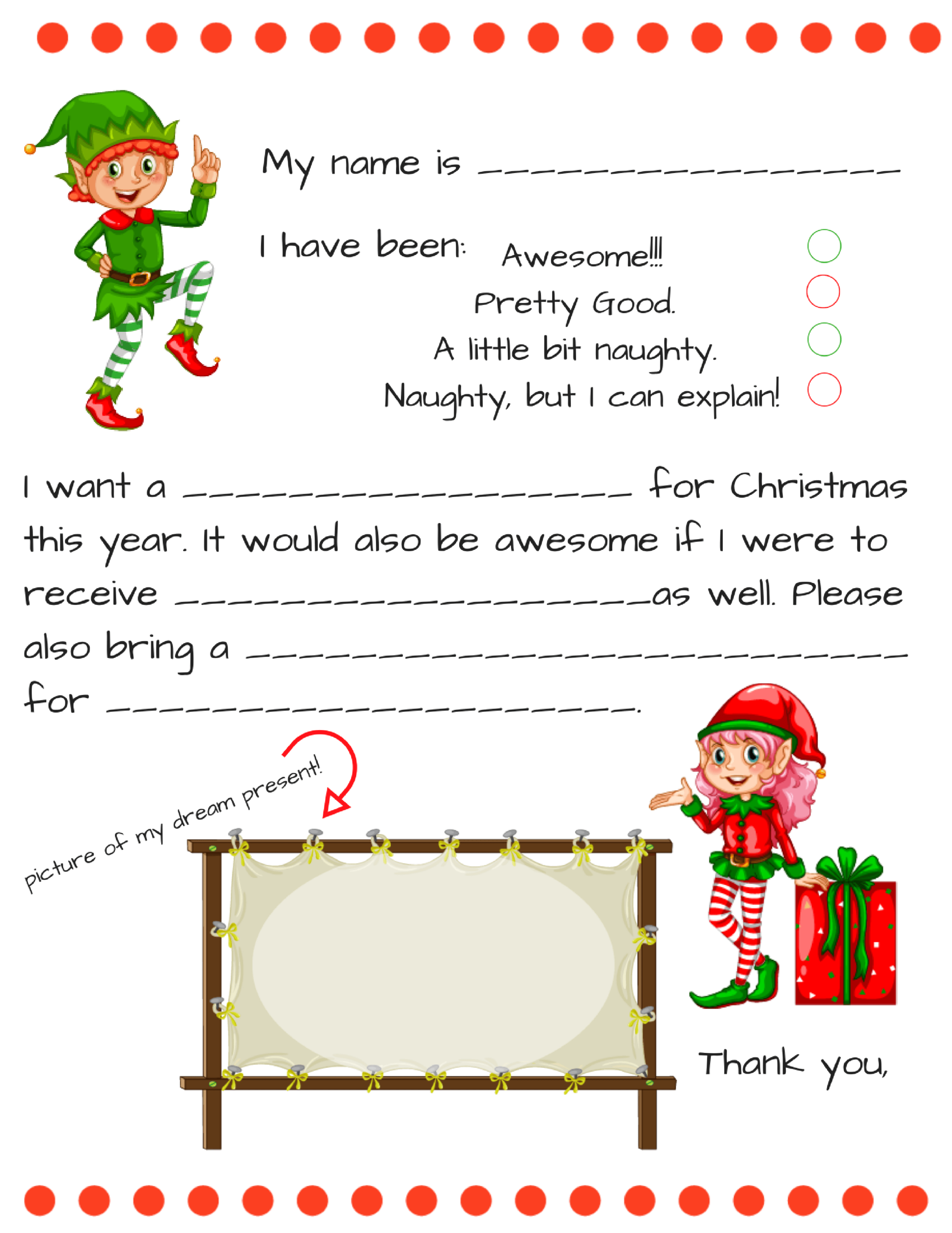 Free Printable Letter To Santa Claus Template
