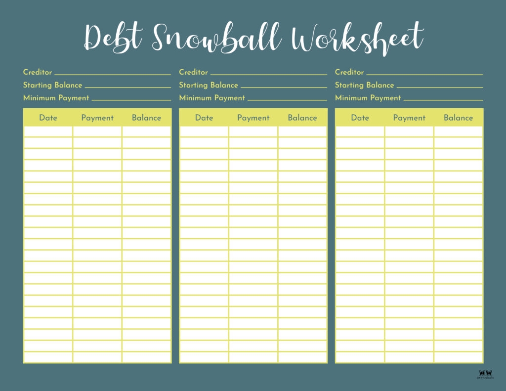Debt Snowball Worksheet Printable Free