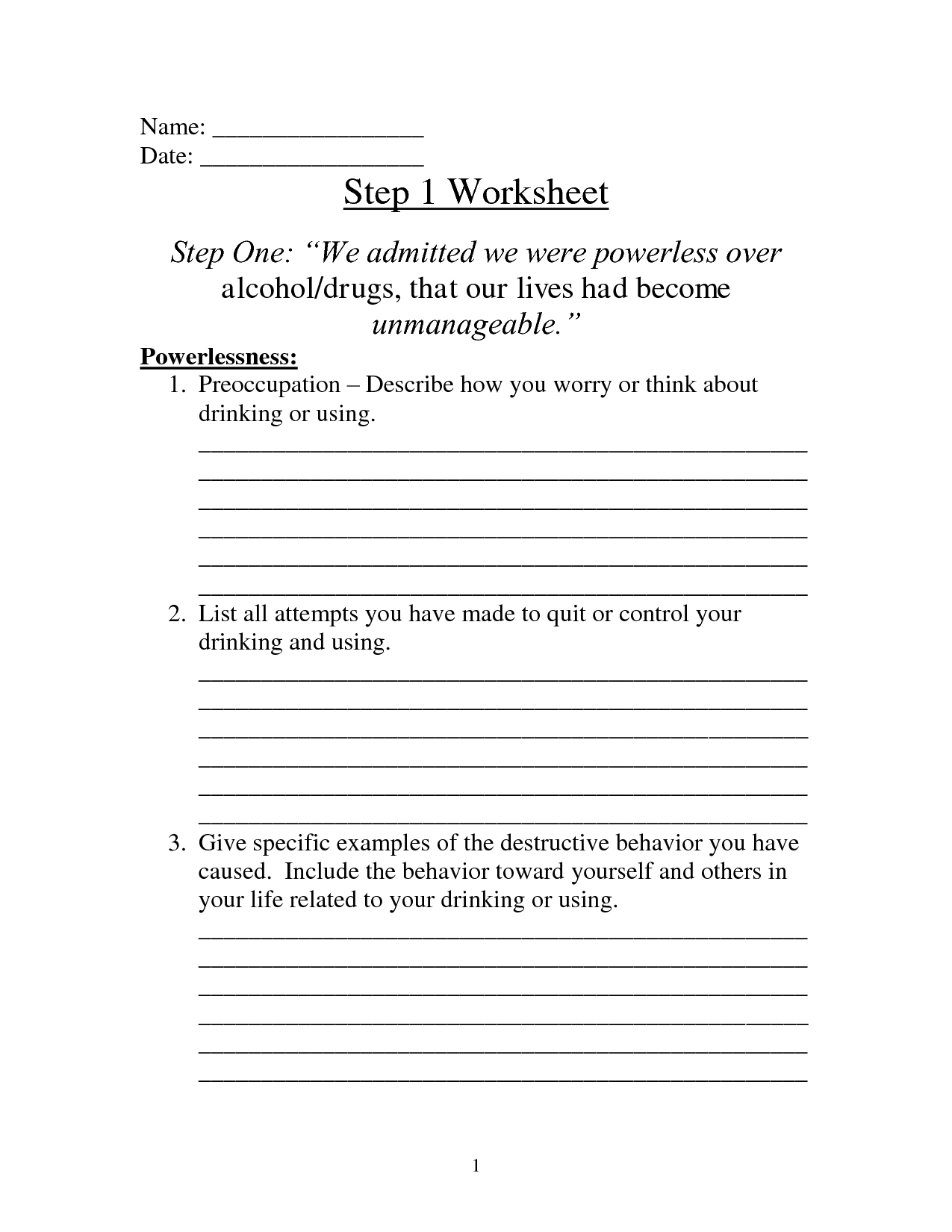 Discover 9 Step 1 And Aa Quotes Ideas 12 Step Worksheets Aa 