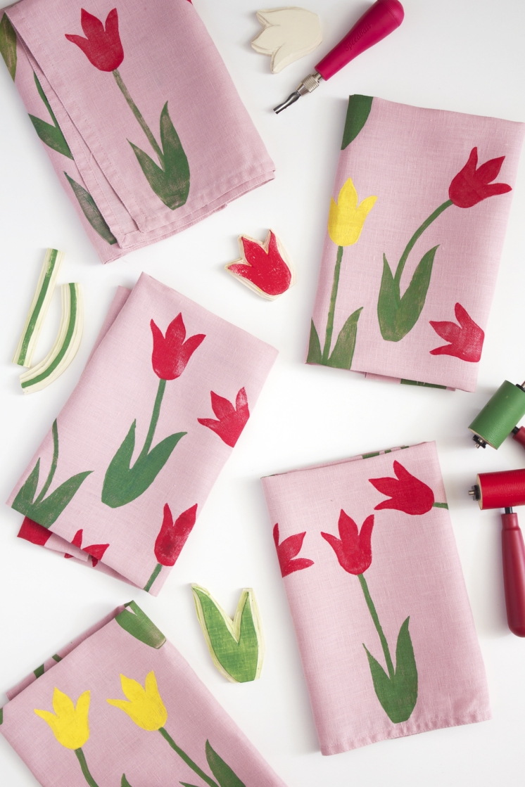 DIY Block Print Tulip Napkin The House That Lars Built