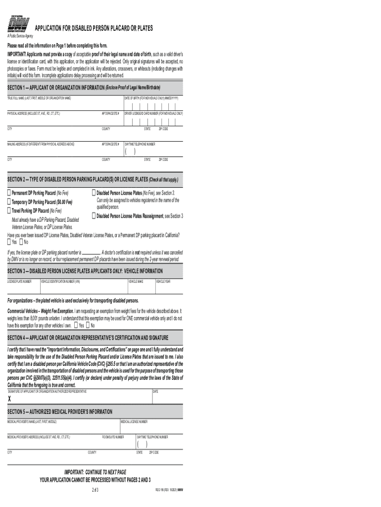 Dmv Placard Form Fill Out amp Sign Online DocHub