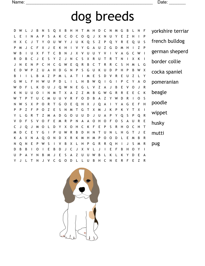 Dog Breeds Crossword WordMint