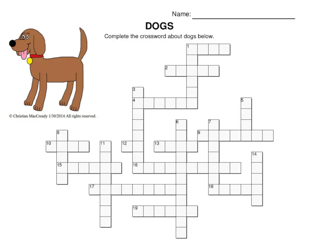 Dog Breed Crossword Puzzles Printable