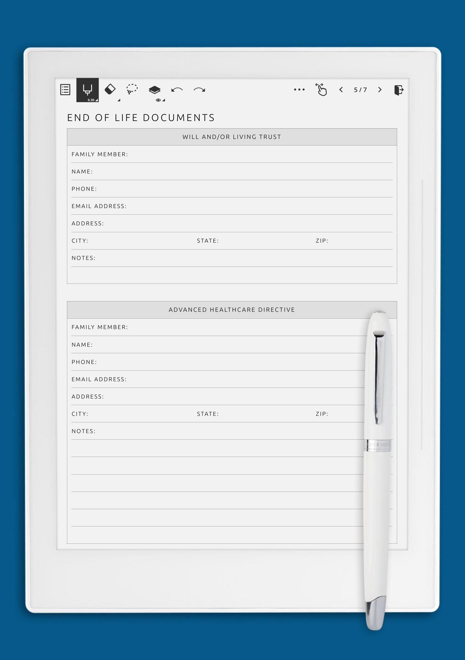 Printable End Of Life Planning Worksheet