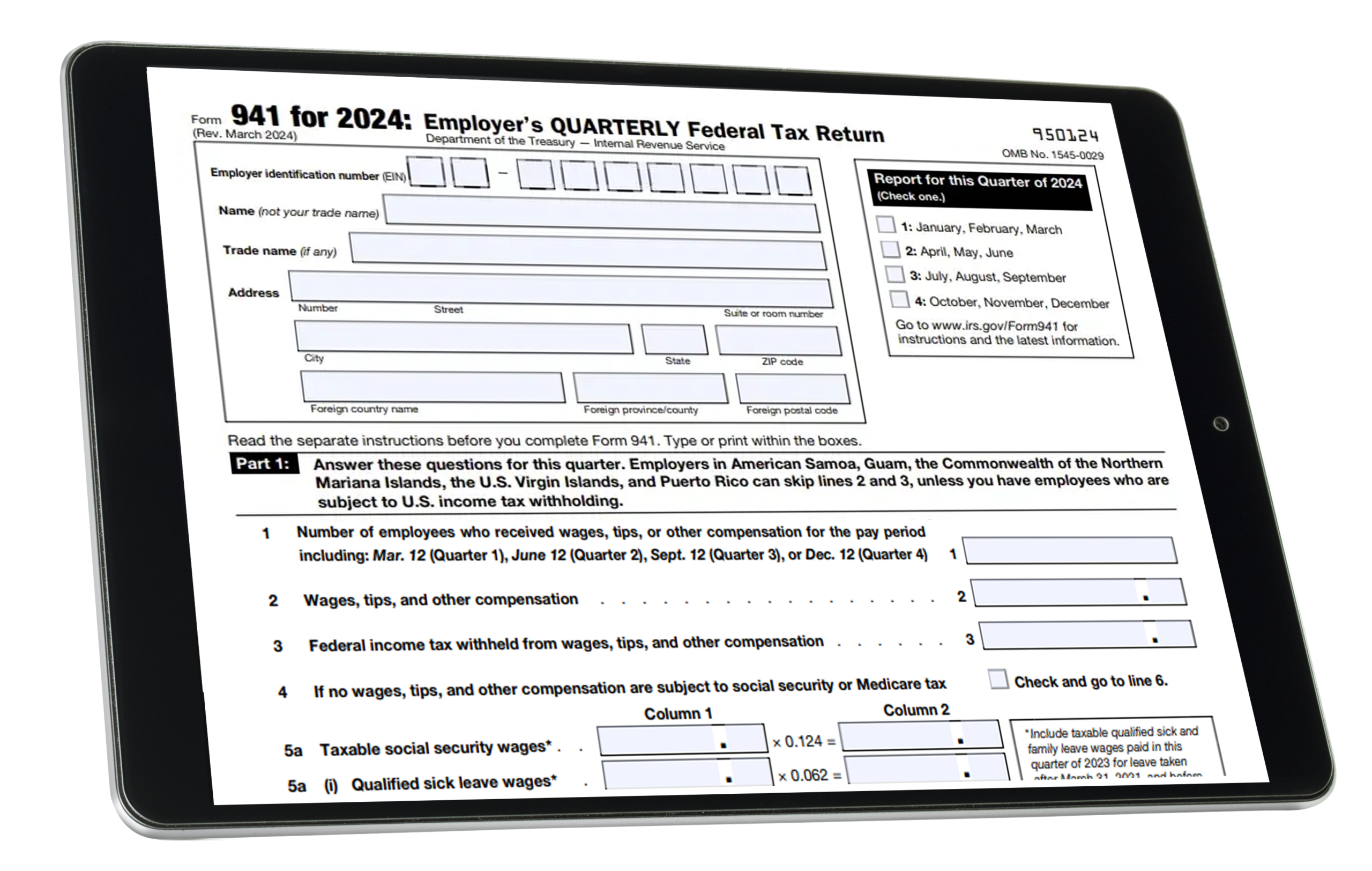 Irs Form Number 941