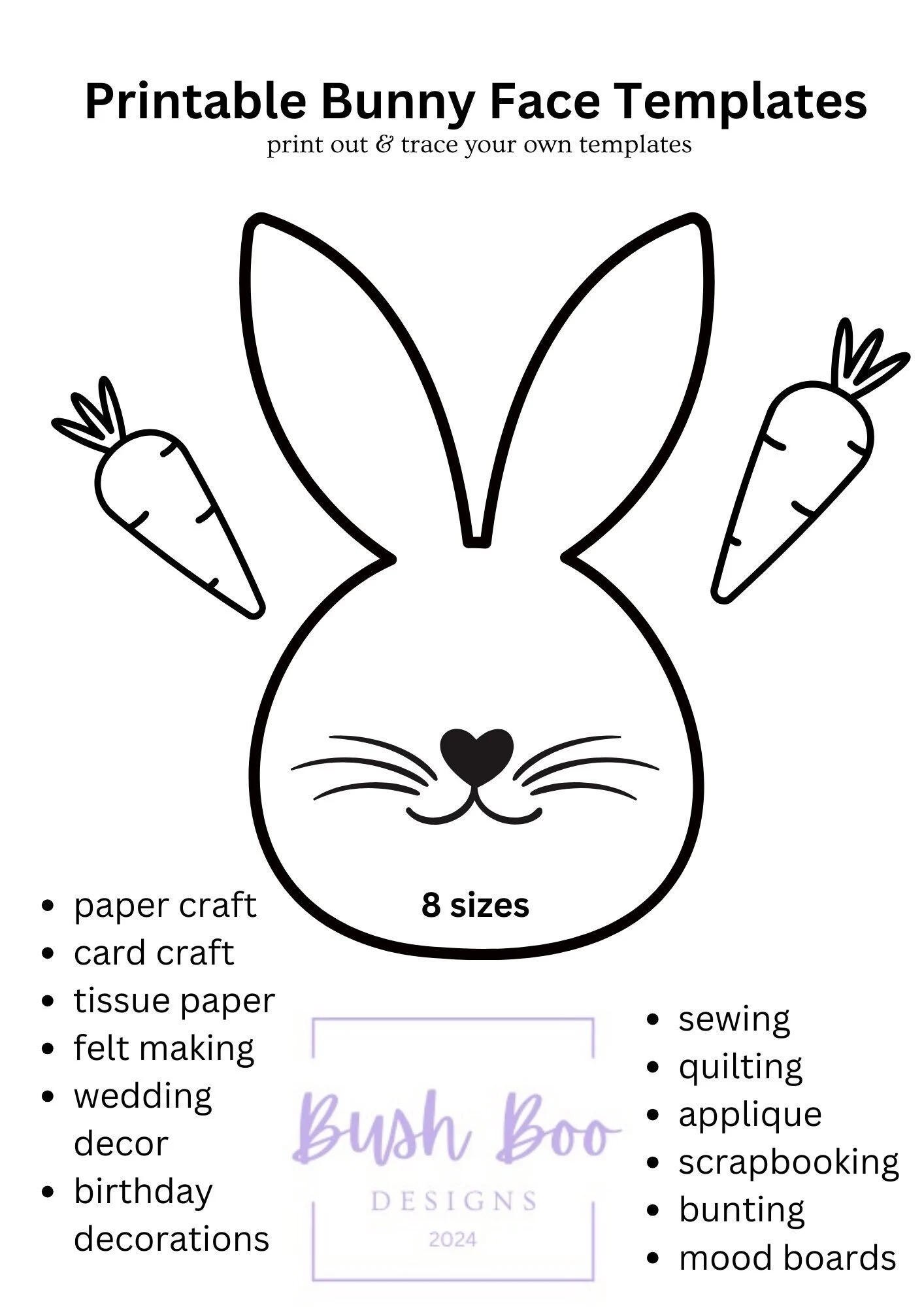 Easter Bunny Face Templates Papercraft Project PDF Download 