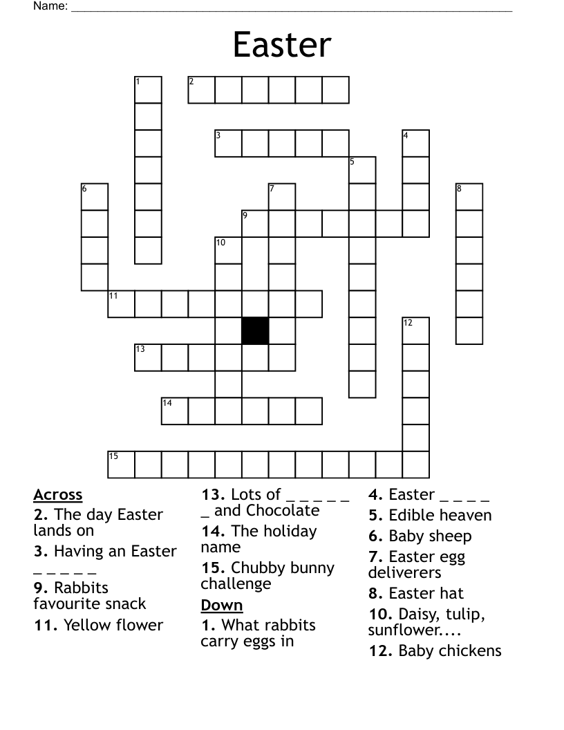 Free Easter Printable Crossword Puzzles