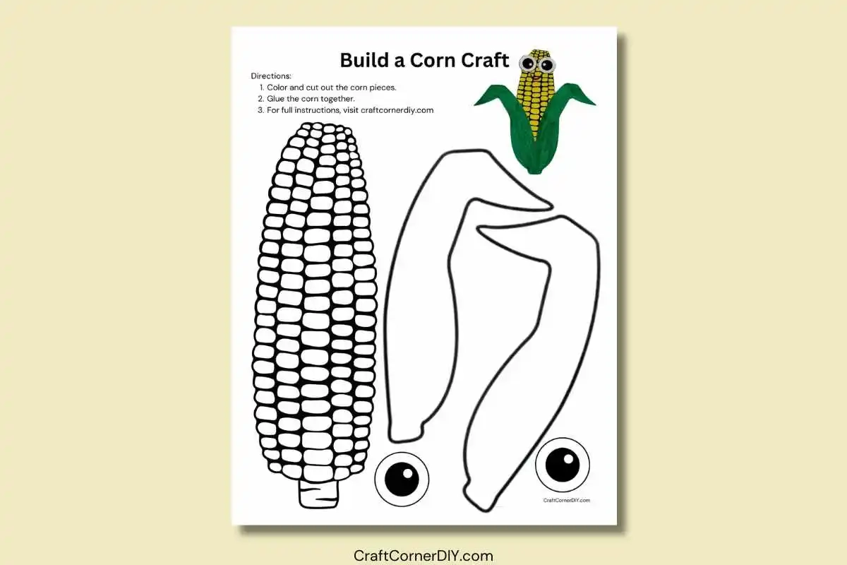 Easy Corn Craft For Kids Free Printable Craft Corner DIY