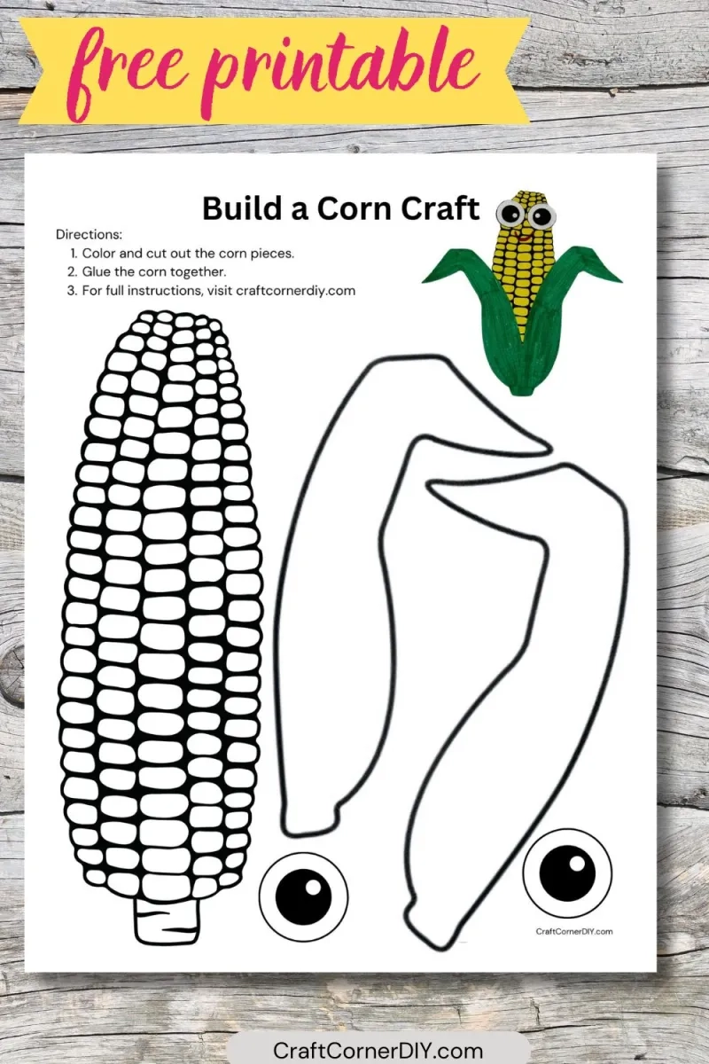 Easy Corn Craft For Kids Free Printable Craft Corner DIY