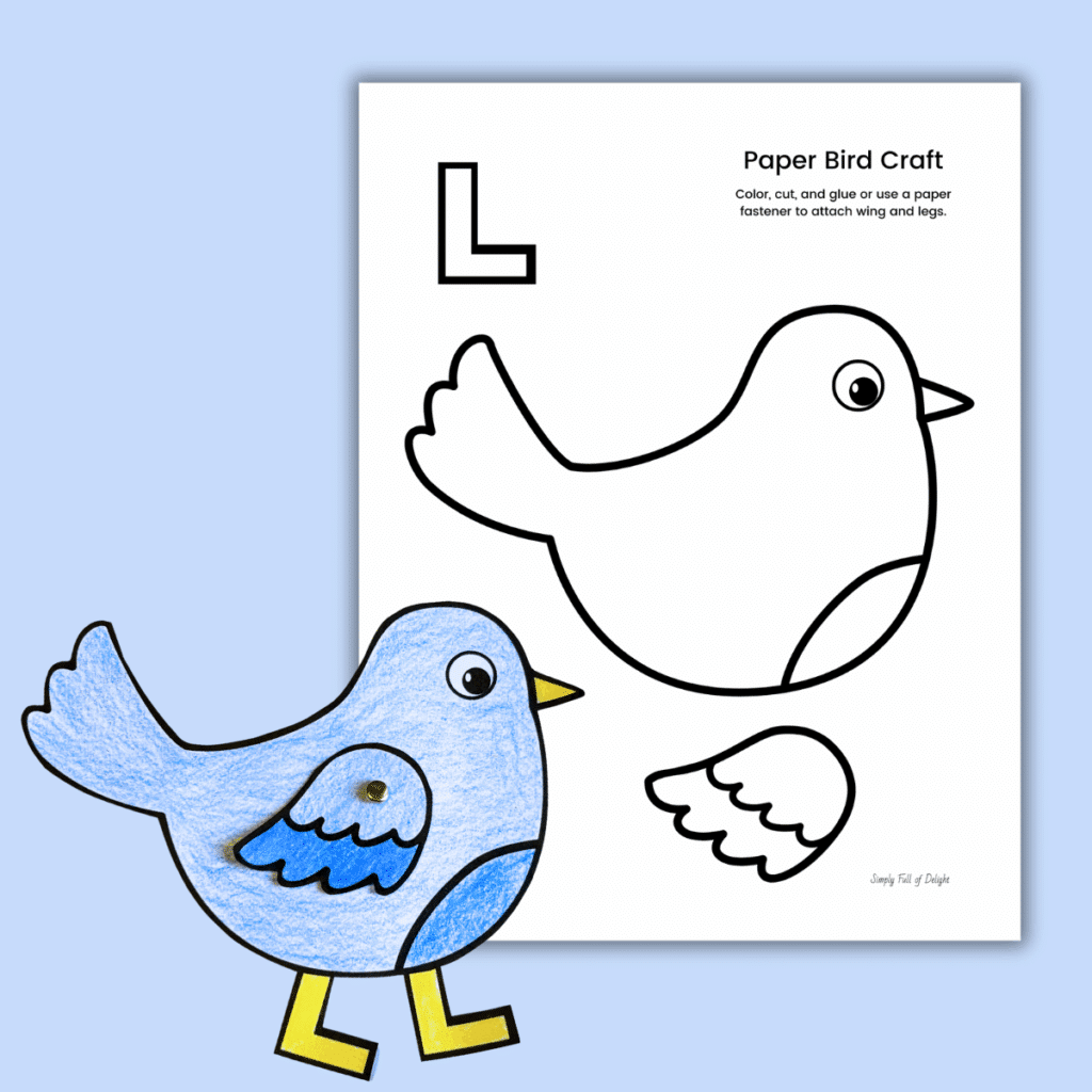Easy Paper Bird Craft For Preschool Free Printable Simply Full 