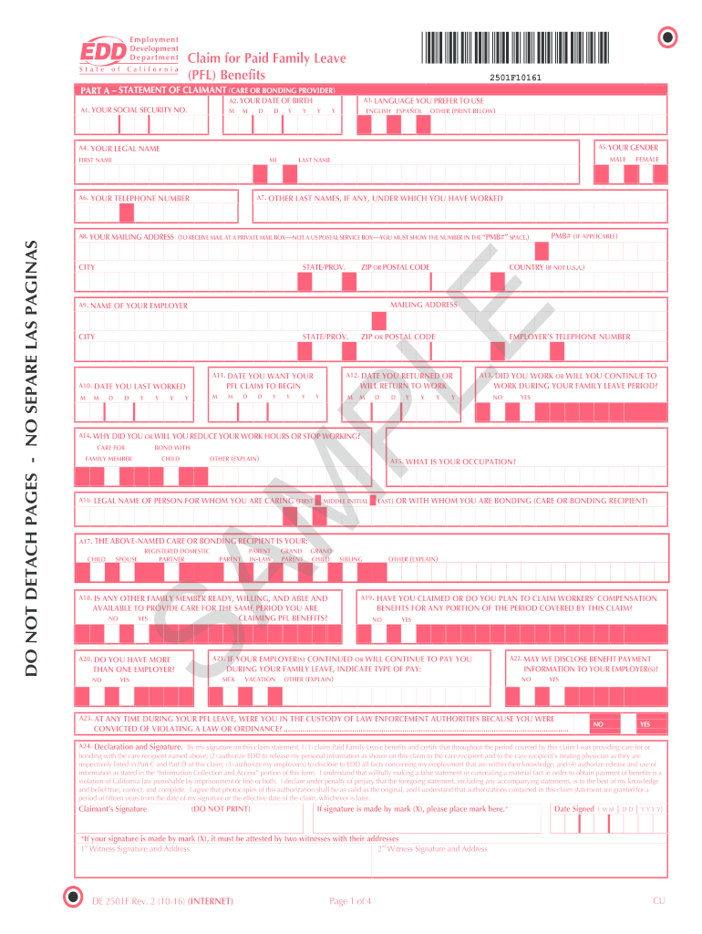 De 2501f Form Printable