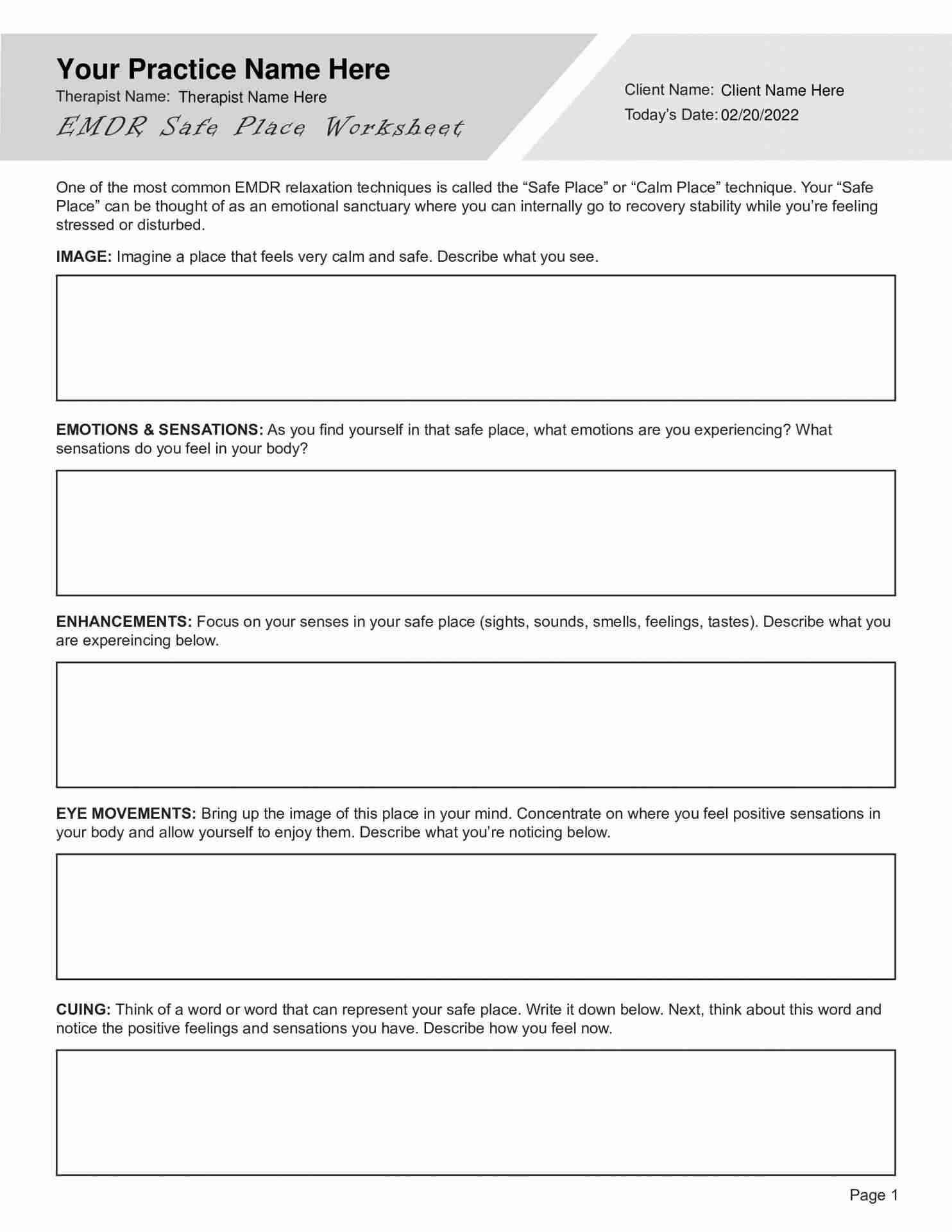 Printable Emdr Worksheets