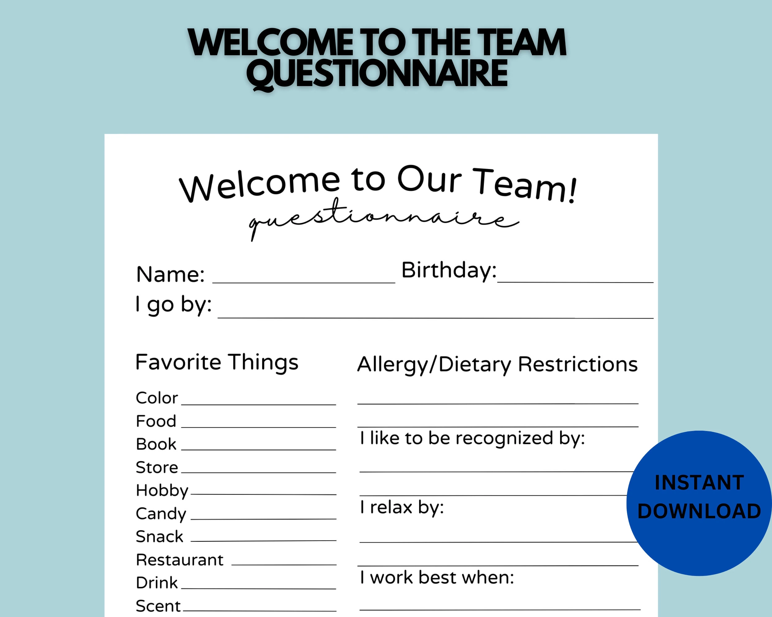 Employee Get To Know Me Survey Office Games Party Games Work 