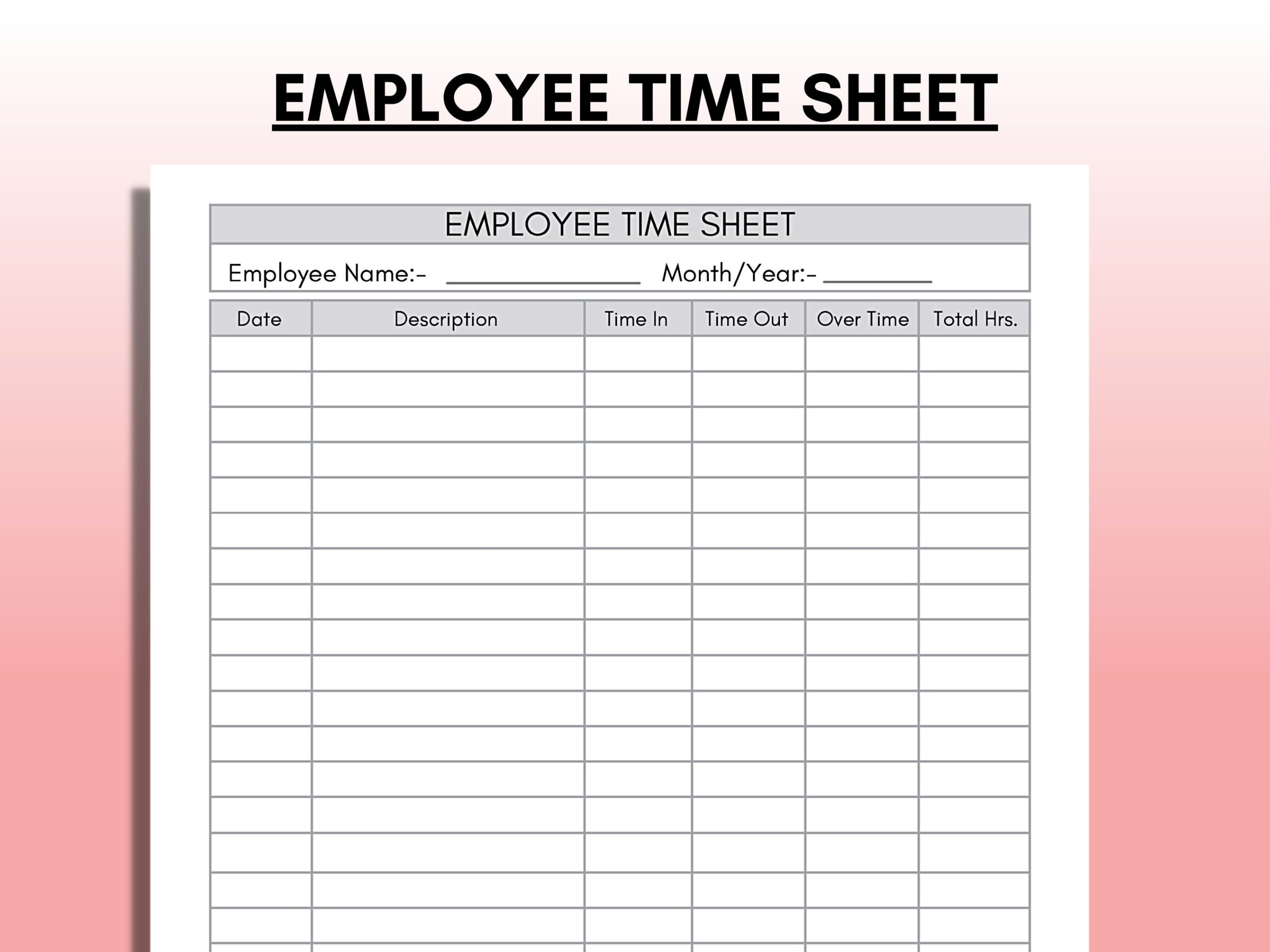 Printable Time Clock Sheets