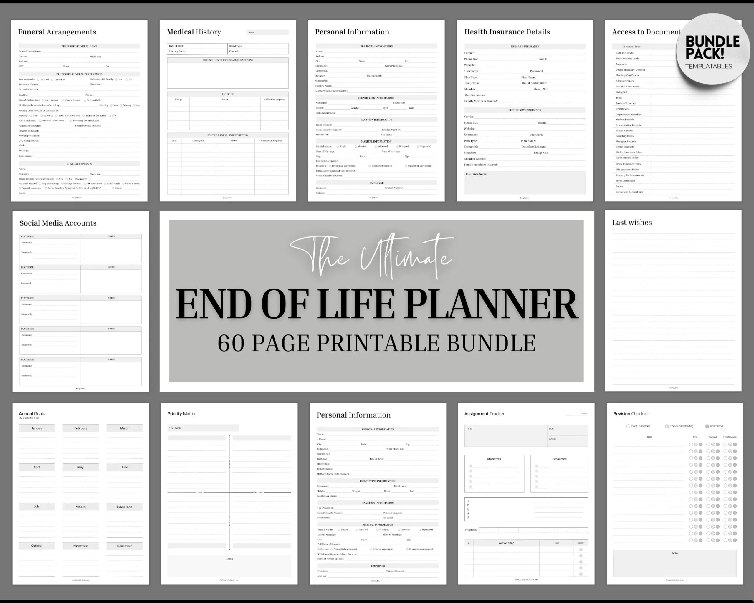 Free Printable End Of Life Planner Template