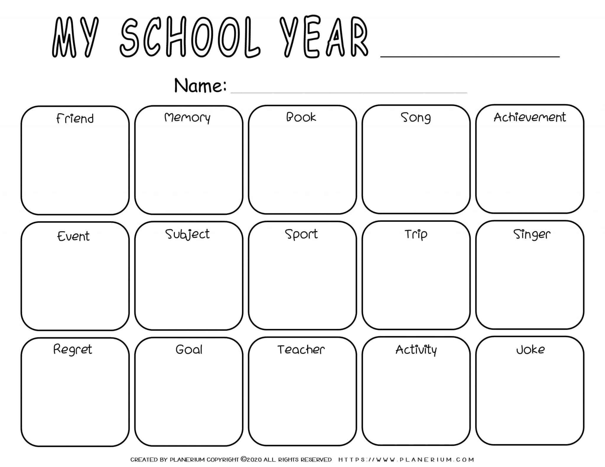 End Of Year Worksheet Reflection Grid Planerium Worksheets 