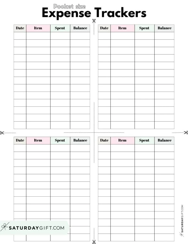 Expense Tracker Printable 26 Cute amp Free Spending Logs