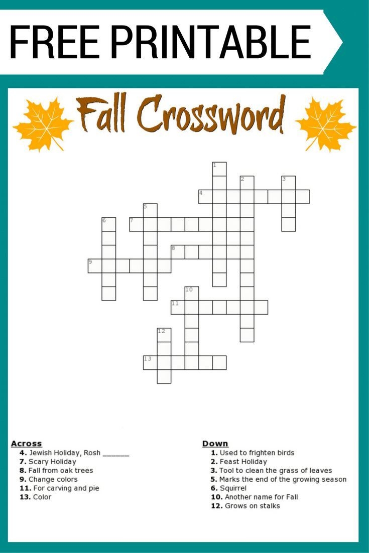 Crossword Puzzles Printable Worksheet