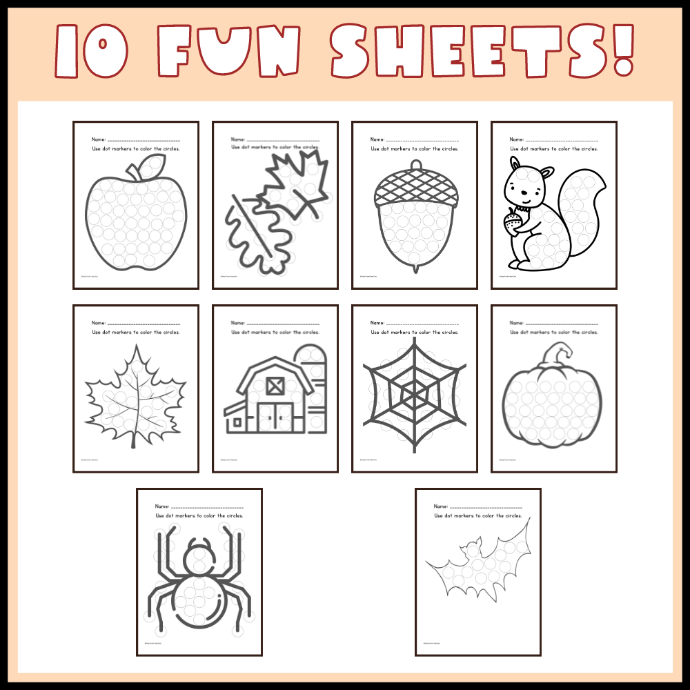 Fall Preschool Activities Bundle Printable No Prep Worksheets 