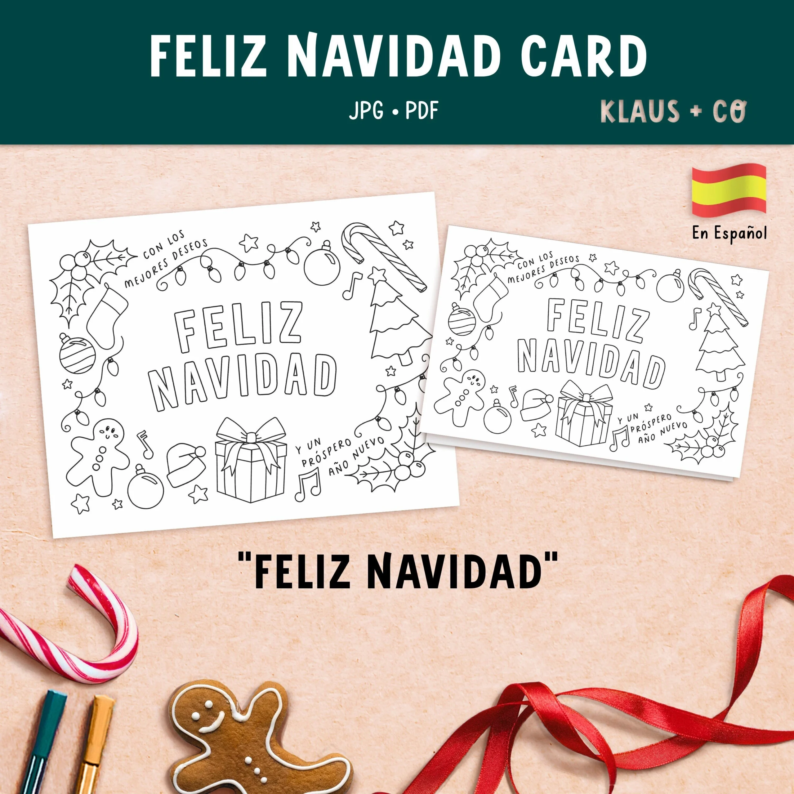 Feliz Navidad Coloring Page And Card Printable Activity 