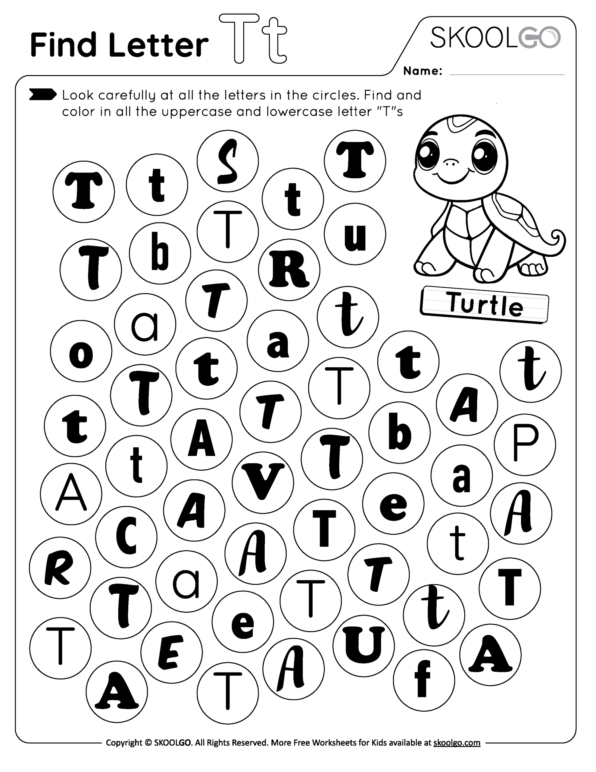 Free Printable Worksheets Letter T