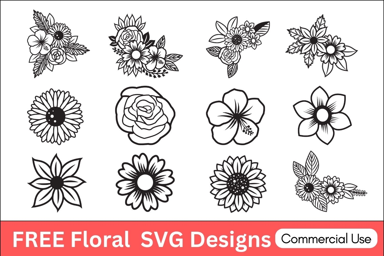 Floral SVG FREE Printables Stencils Silhouette