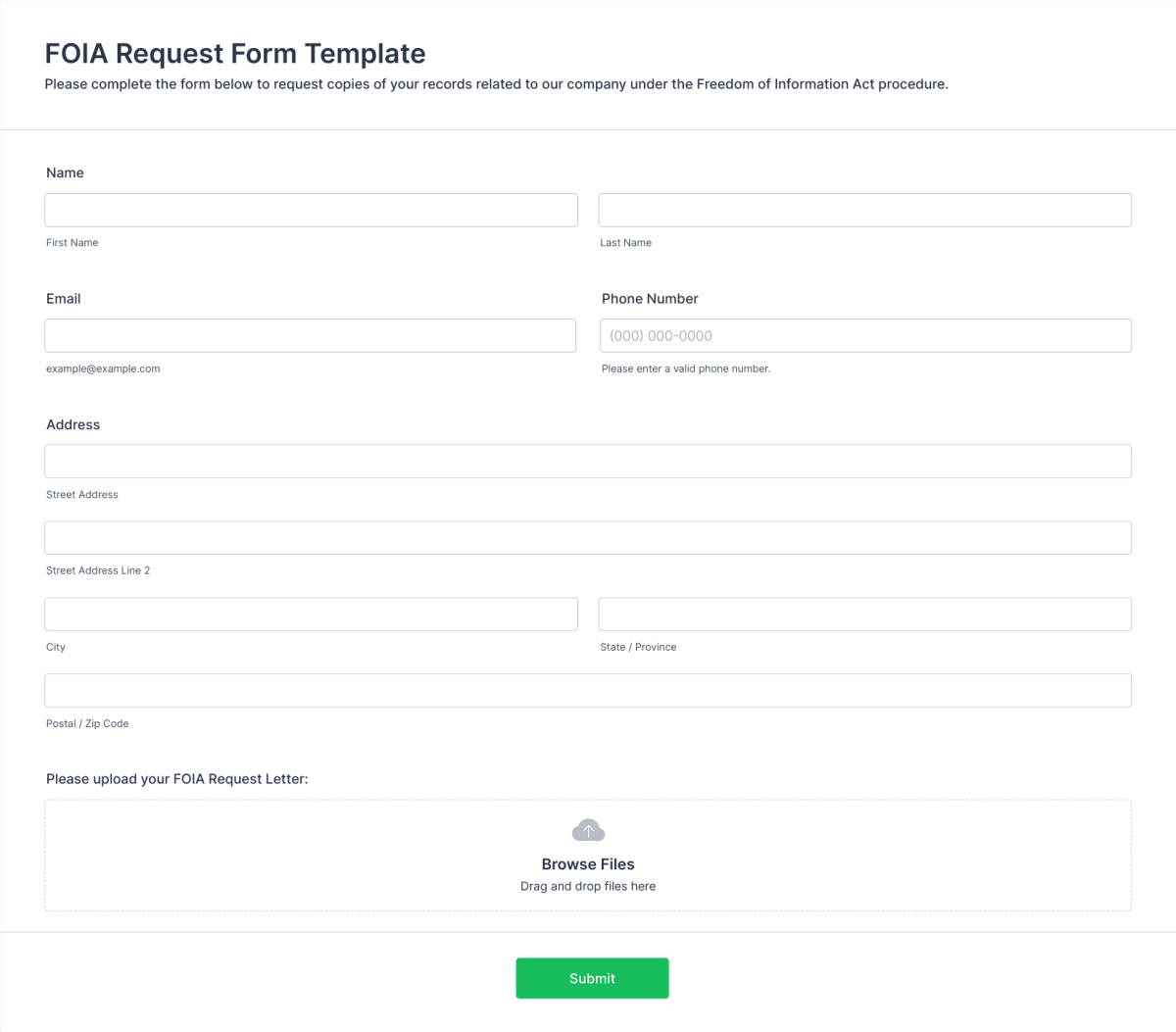 FOIA Request Form Template Jotform