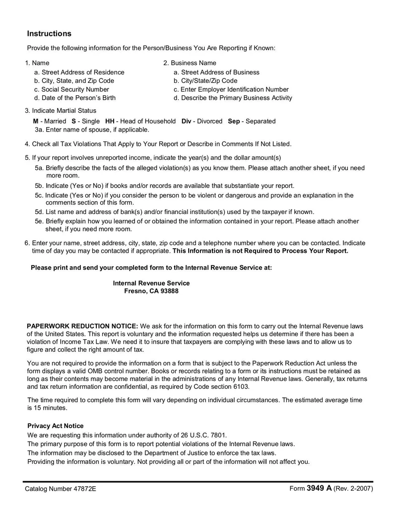 Irs Form 3949 A Tax Fraud