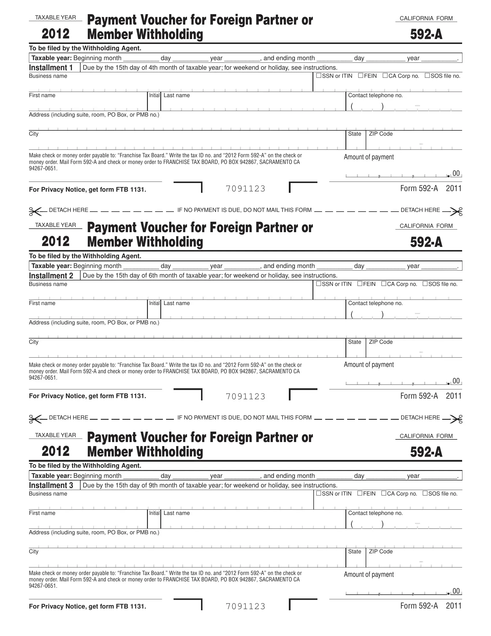 Form 592 A Fill Out Printable PDF Forms Online