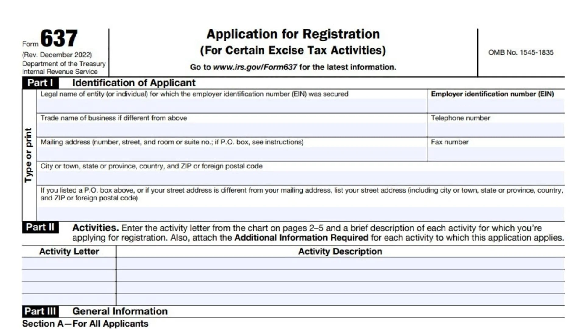 Form 637 Instructions 2025 2026