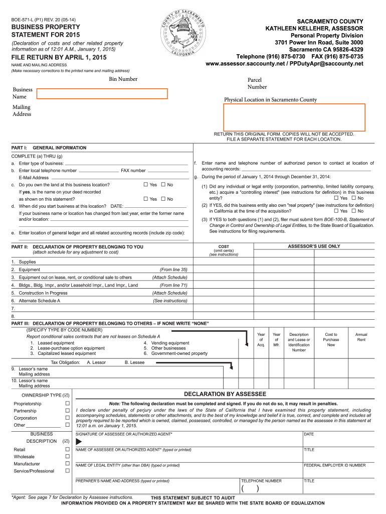 Form Boe 571 L 2015 Fill Out amp Sign Online DocHub