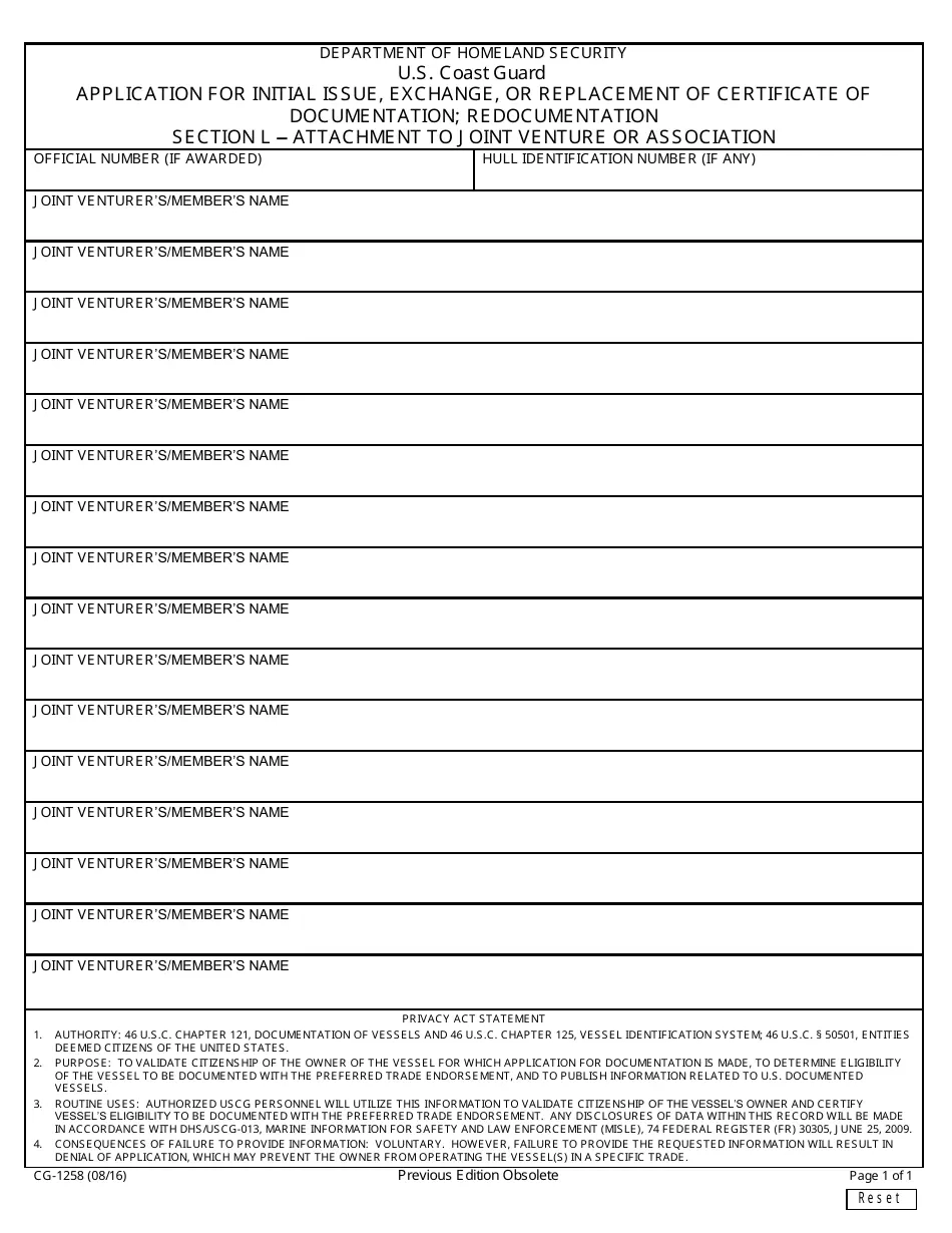 Form CG 1258 Fill Out Sign Online And Download Fillable PDF 