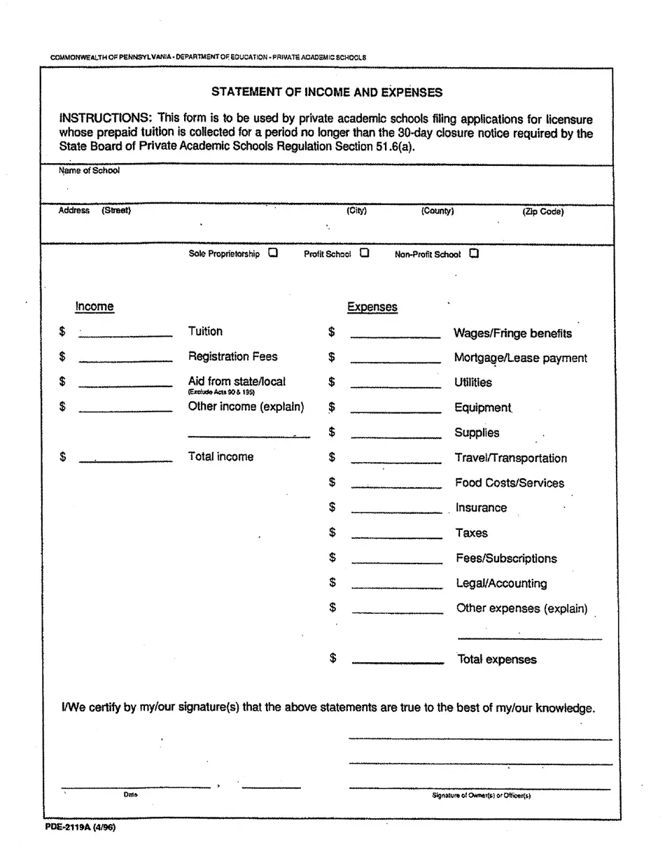 Form PDE 2119A Fill Out Sign Online And Download Printable PDF 