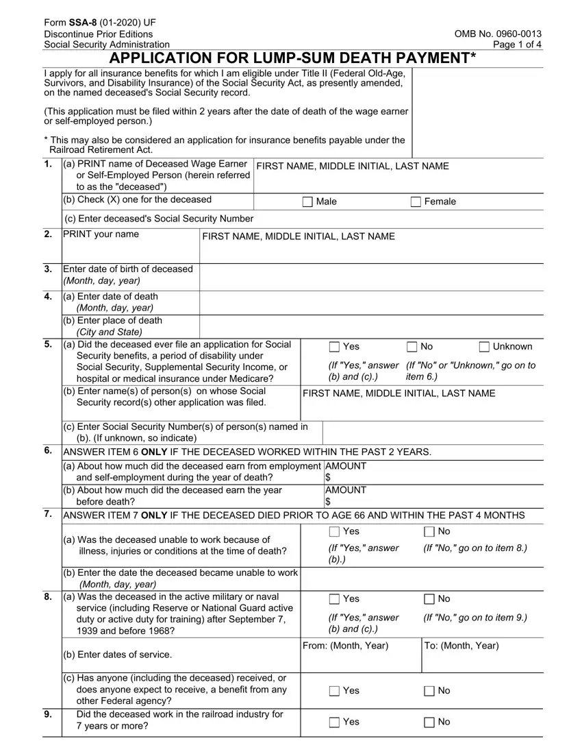 Form Ssa 8 Fill Out Printable PDF Forms Online